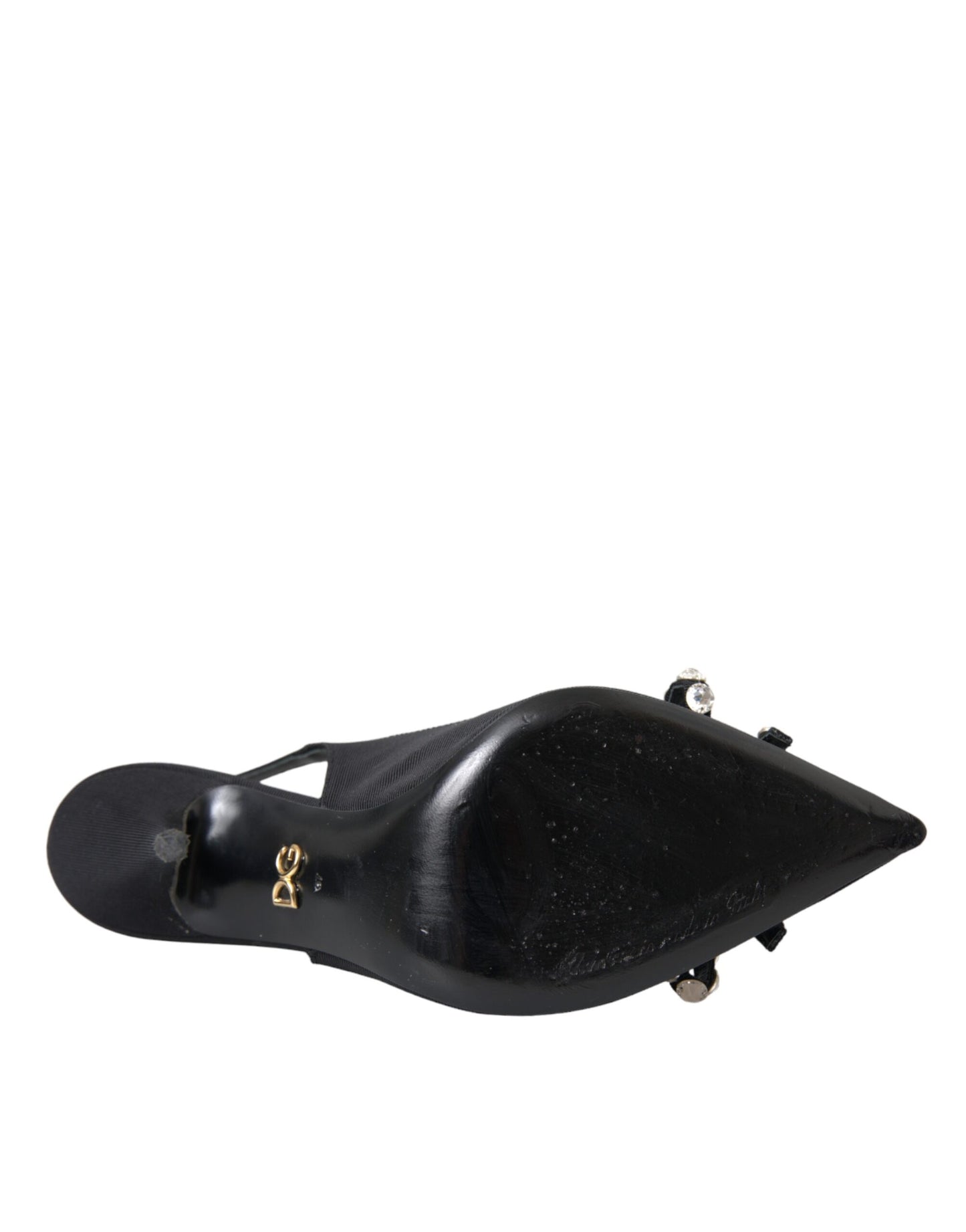 Dolce & Gabbana Black Crystal Embellished Slingback Shoes Dolce & Gabbana