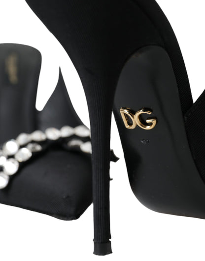 Dolce & Gabbana Black Crystal Embellished Slingback Shoes Dolce & Gabbana