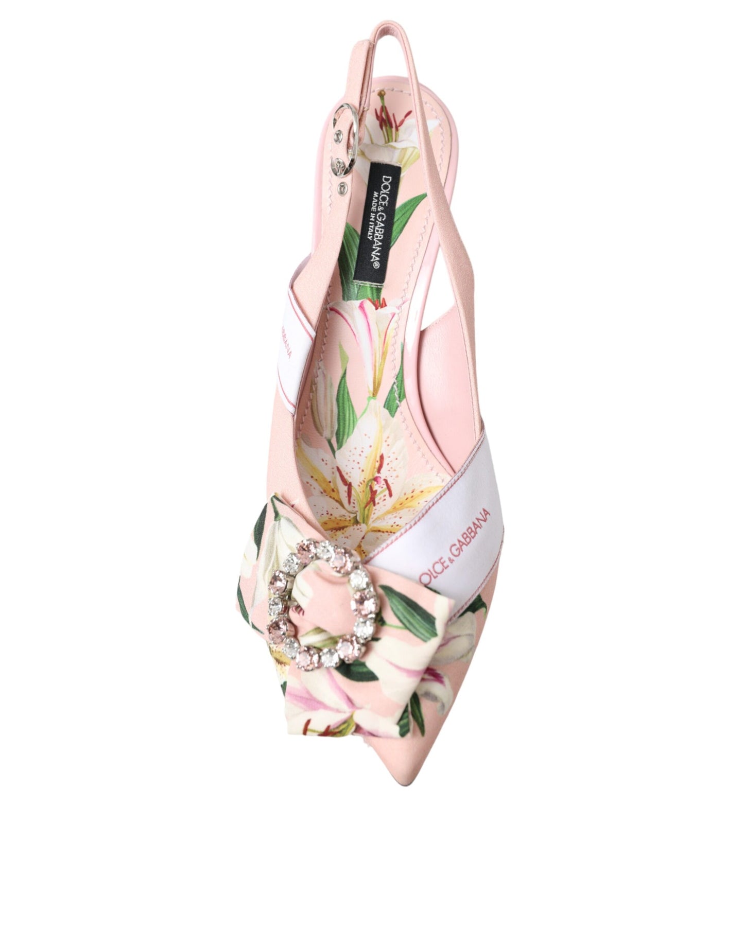 Dolce & Gabbana Pink Lily Crystal Cady Slingback Heel Shoes Dolce & Gabbana