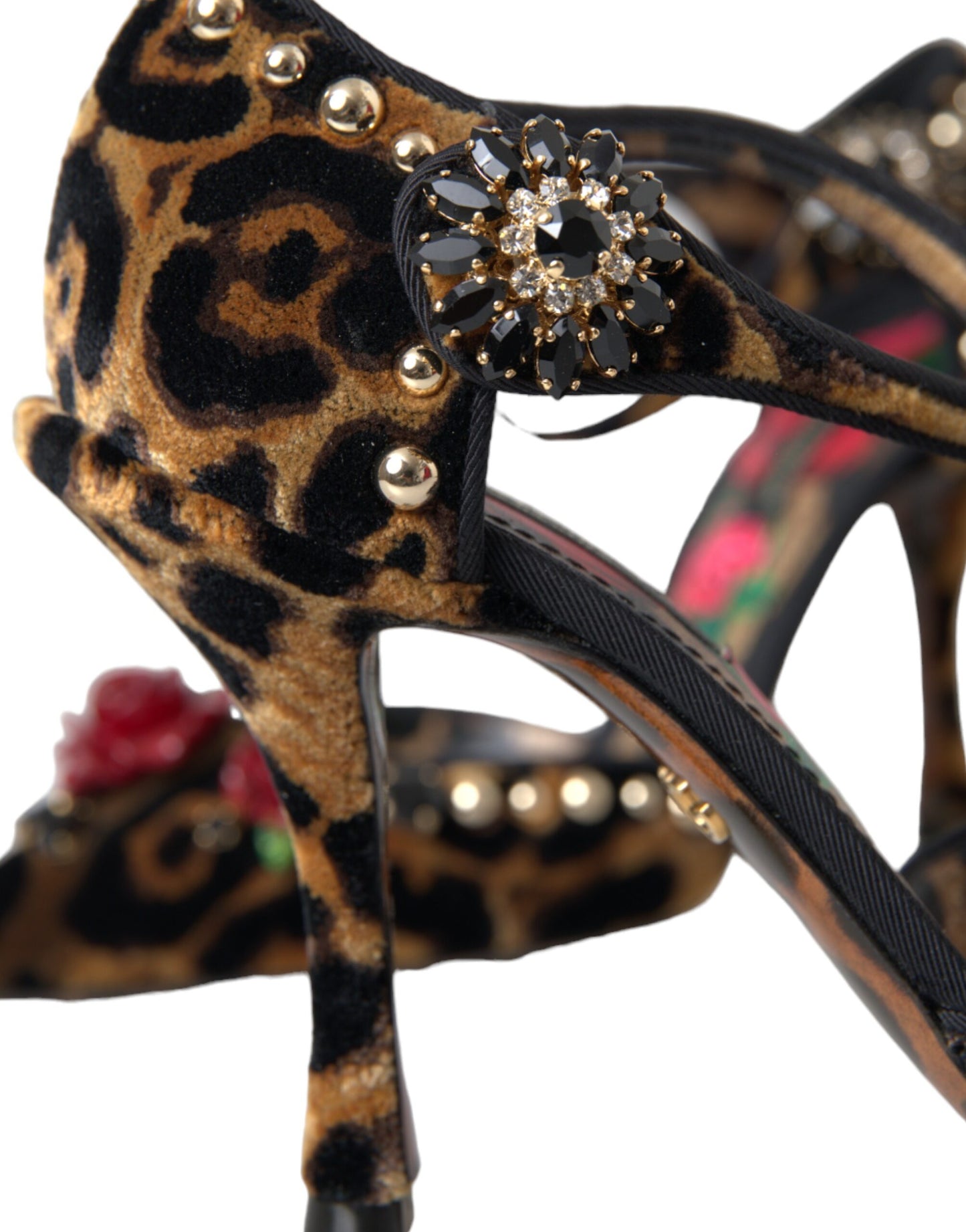 Dolce & Gabbana Brown Leopard Floral Crystal Mary Janes Pumps Shoes Dolce & Gabbana