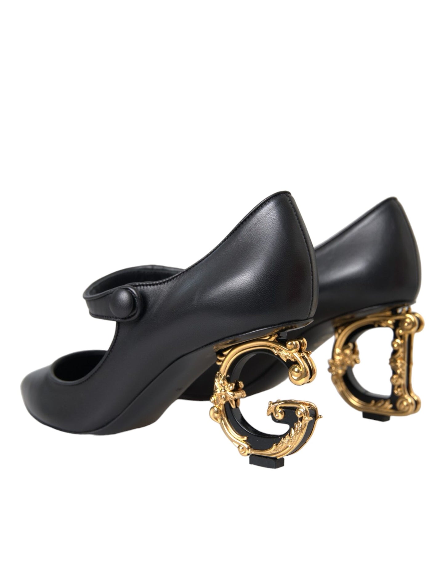 Dolce & Gabbana Black Leather Logo Heels Mary Janes Pumps Shoes Dolce & Gabbana