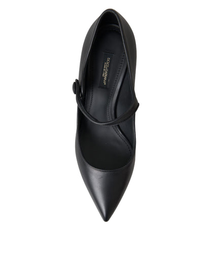 Dolce & Gabbana Black Leather Logo Heels Mary Janes Pumps Shoes Dolce & Gabbana