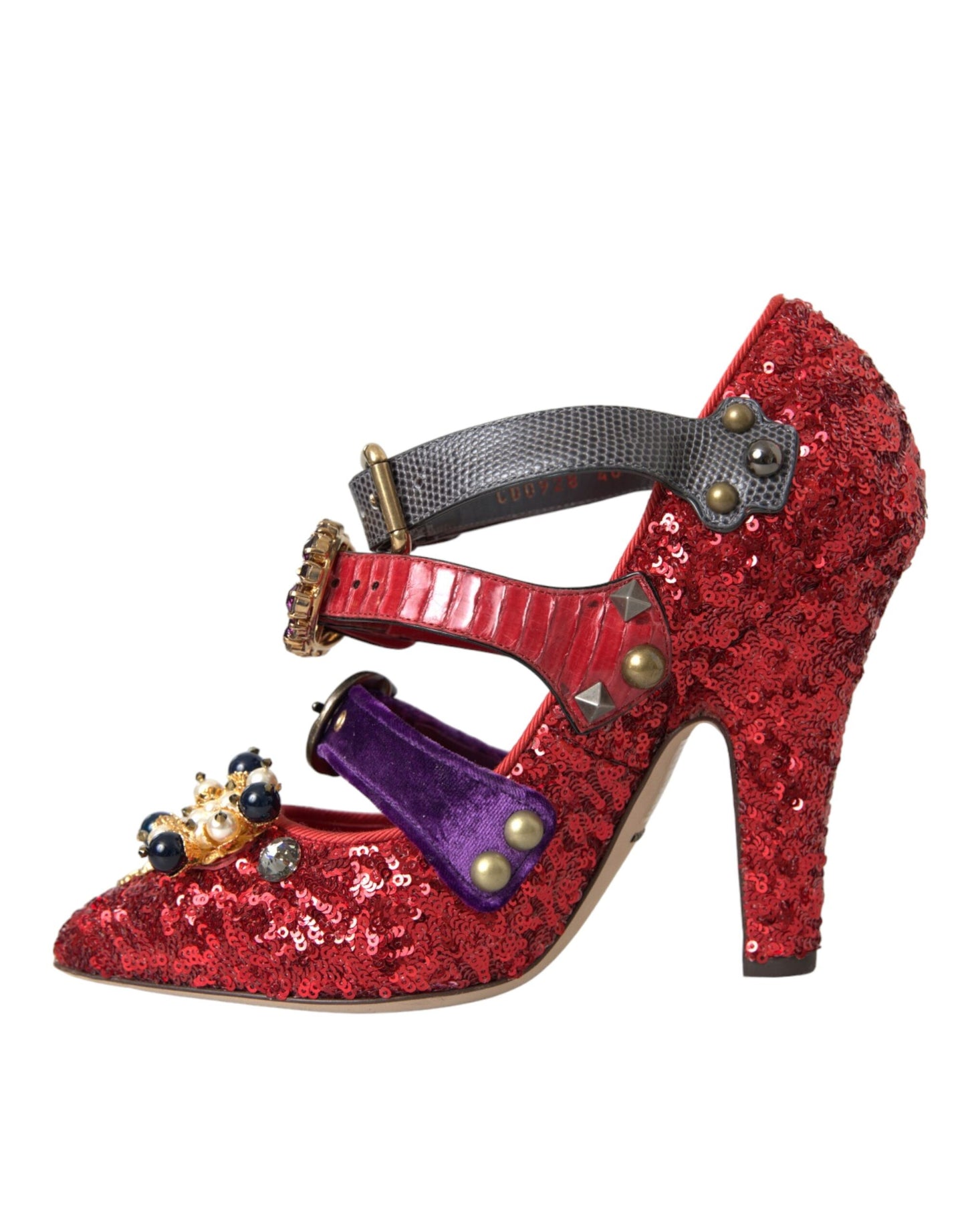 Dolce & Gabbana Red Sequined Crystal Mary Janes Pumps Shoes Dolce & Gabbana