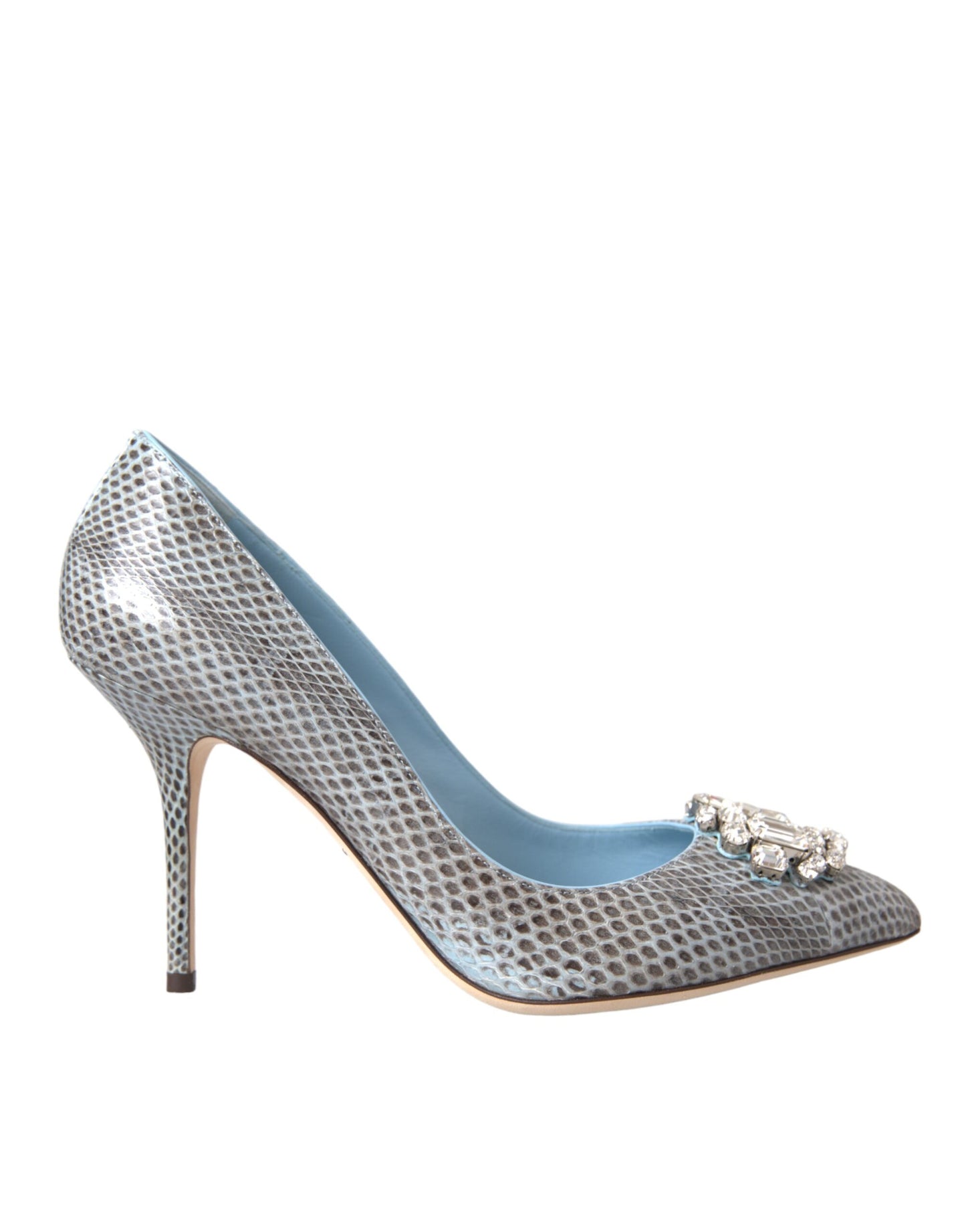 Dolce & Gabbana Light Blue Exotic Leather Crystal Bellucci Shoes Dolce & Gabbana