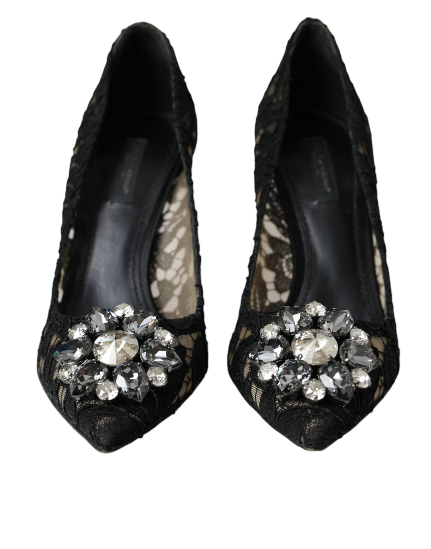 Dolce & Gabbana Black Taormina Lace Crystal Heel Pumps Shoes Dolce & Gabbana