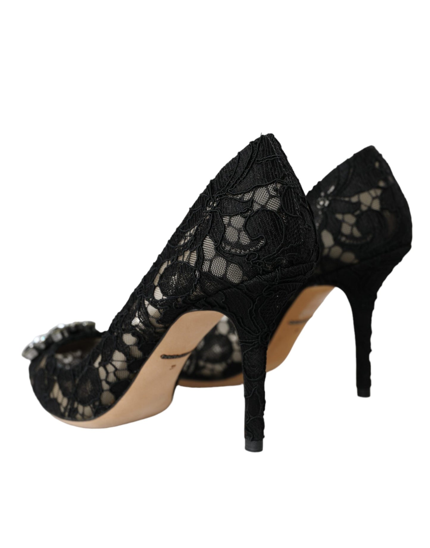 Dolce & Gabbana Black Taormina Lace Crystal Heel Pumps Shoes Dolce & Gabbana