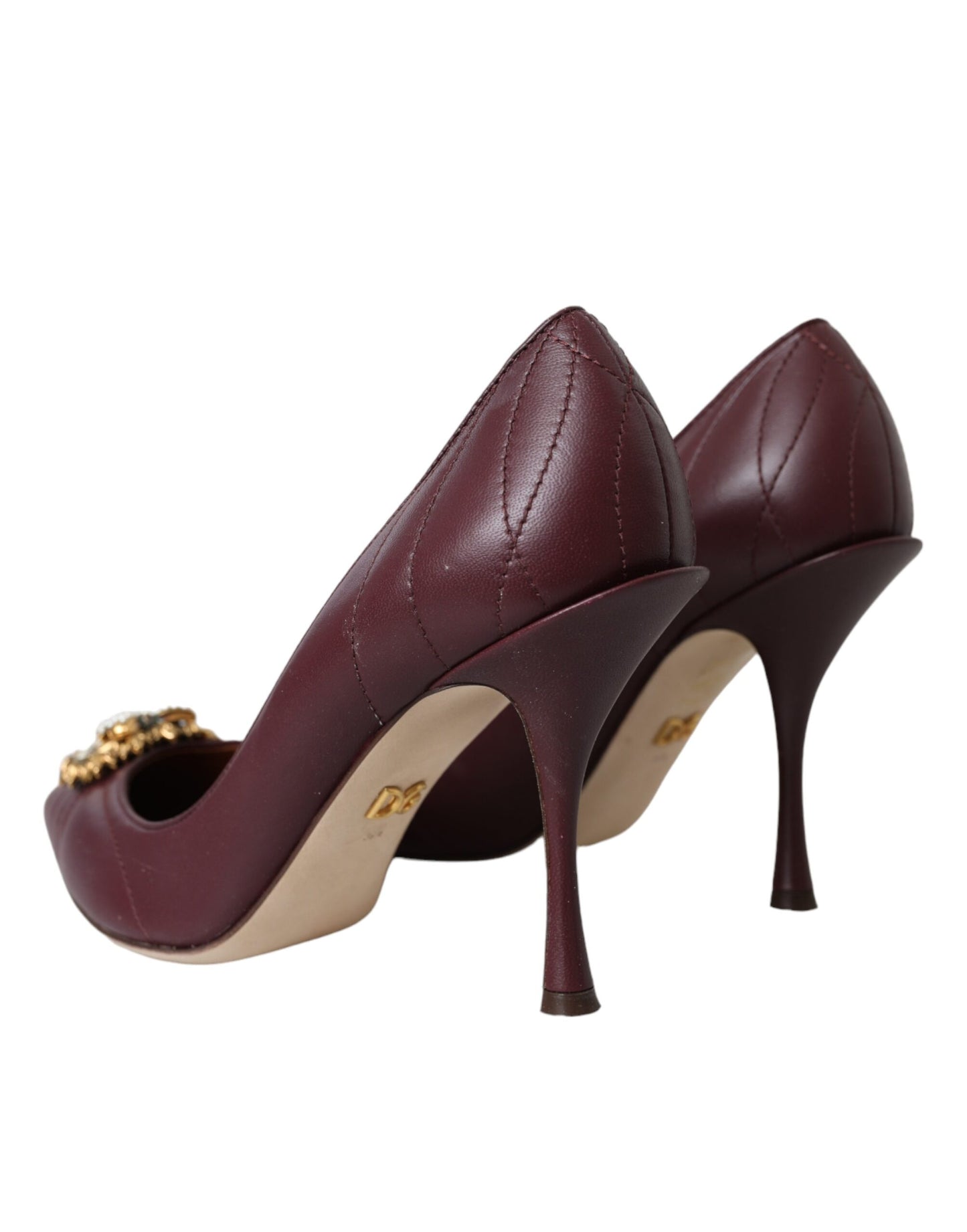 Dolce & Gabbana Bordeaux Leather Heart DEVOTION Pumps Shoes Dolce & Gabbana