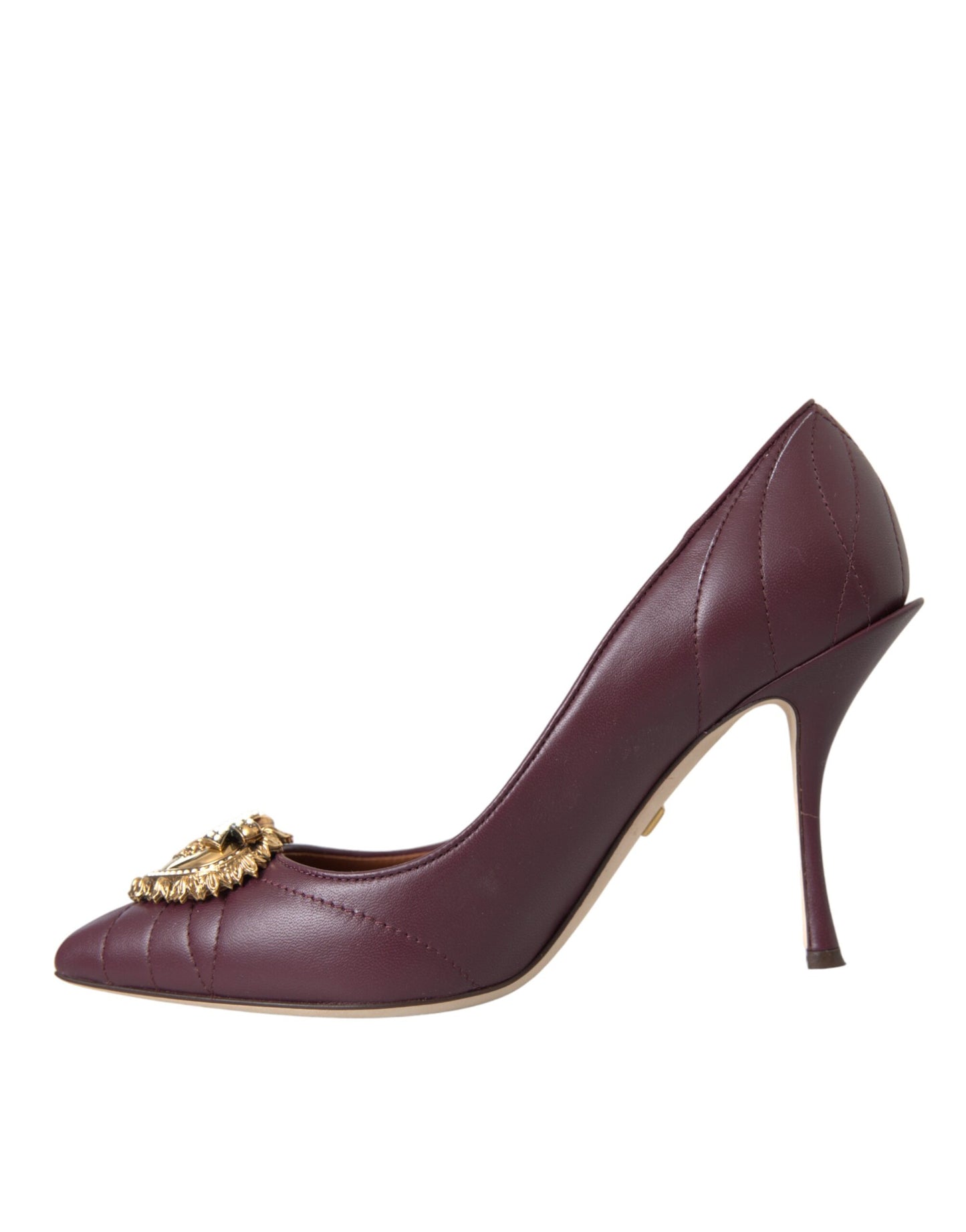 Dolce & Gabbana Bordeaux Leather Heart DEVOTION Pumps Shoes Dolce & Gabbana