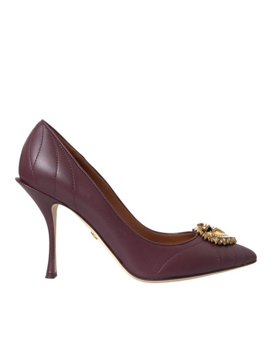 Dolce & Gabbana Bordeaux Leather Heart DEVOTION Pumps Shoes Dolce & Gabbana