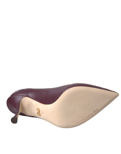 Dolce & Gabbana Bordeaux Leather Heart DEVOTION Pumps Shoes Dolce & Gabbana