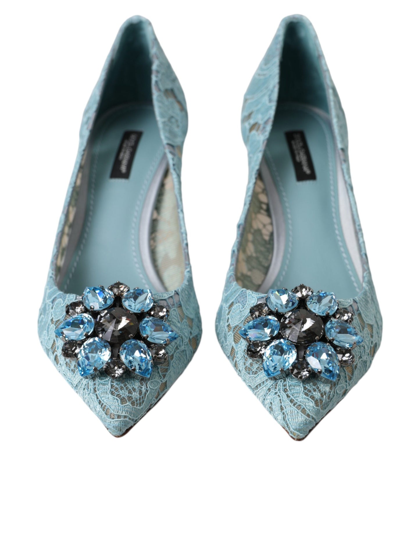 Dolce & Gabbana Blue Taormina Lace Crystal Heel Pumps Shoes Dolce & Gabbana