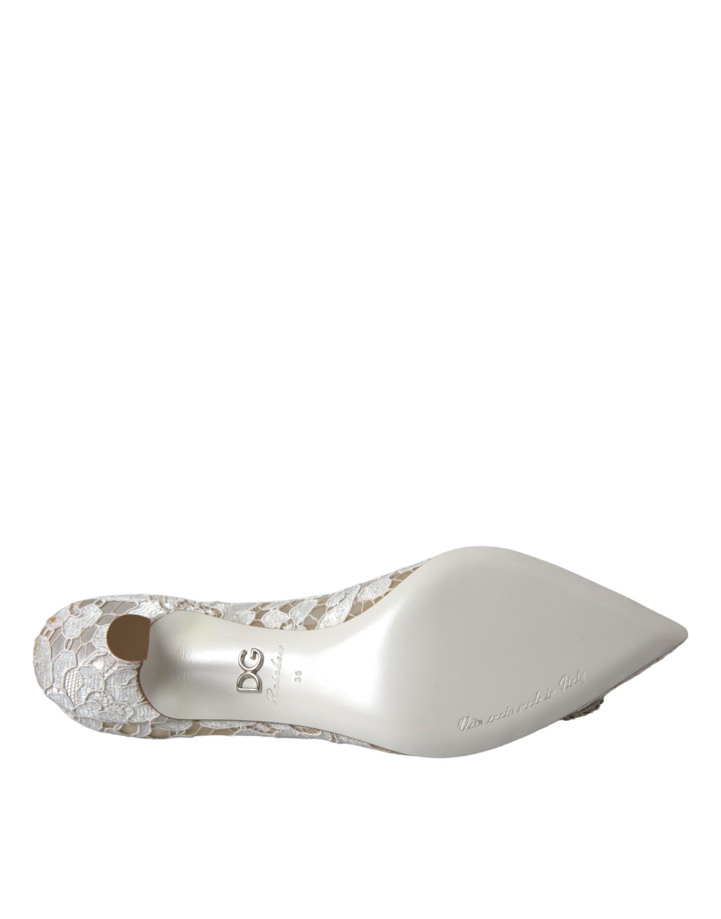 Dolce & Gabbana White Floral Lace DG Crystal Pumps Shoes Dolce & Gabbana