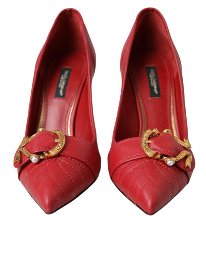 Dolce & Gabbana Red Devotion Leather Heels Pumps Shoes Dolce & Gabbana