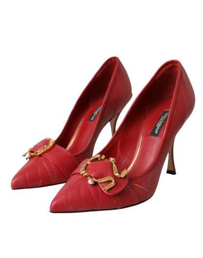 Dolce & Gabbana Red Devotion Leather Heels Pumps Shoes Dolce & Gabbana