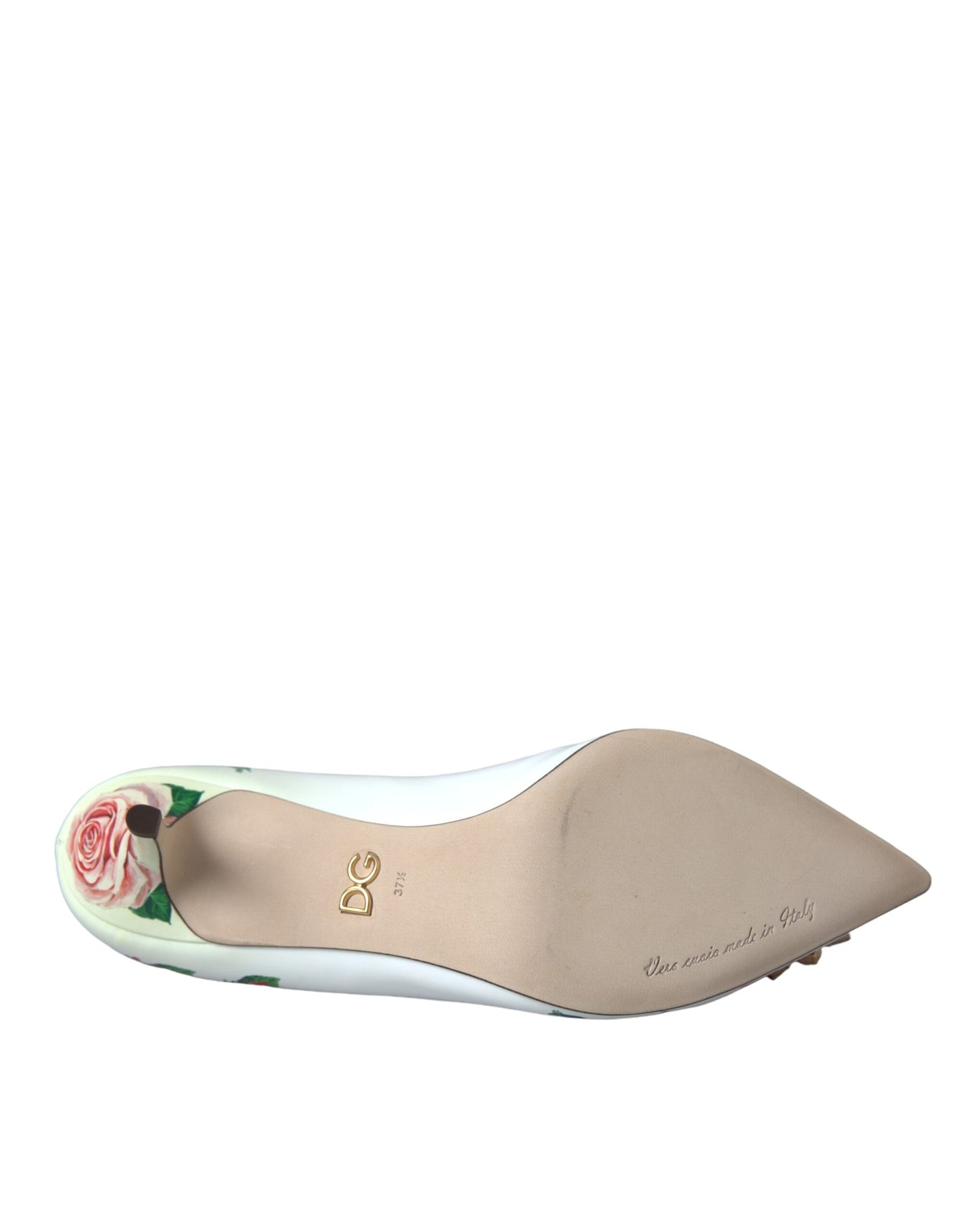 Dolce & Gabbana White Leather Roses Crystal Bellucci Pumps Shoes Dolce & Gabbana