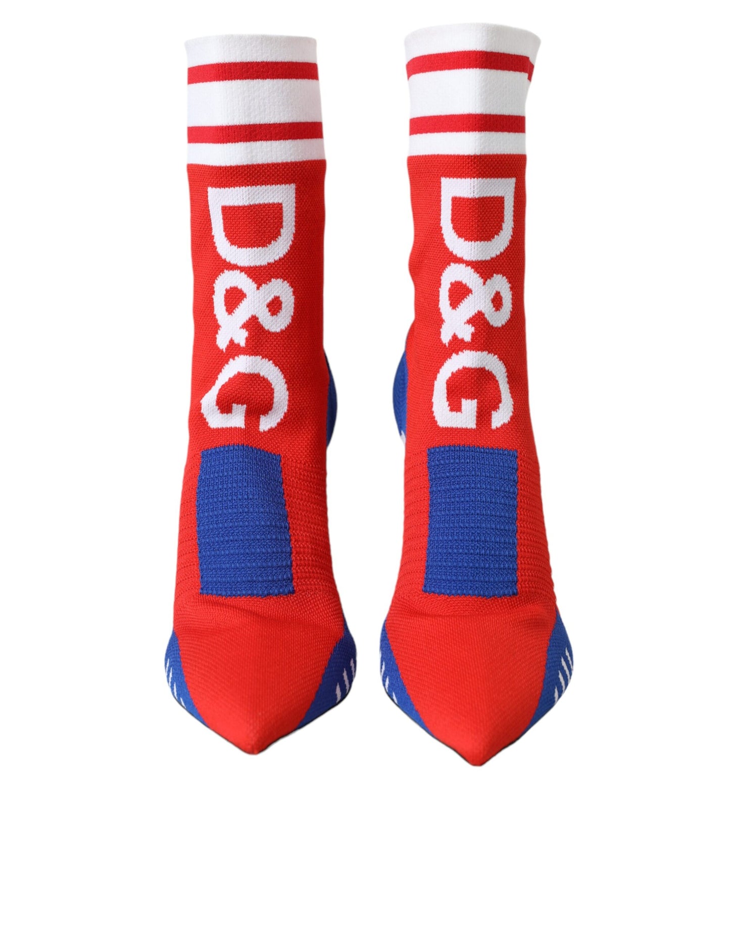 Dolce & Gabbana Red Blue Stretch Sock Style Ankle Boots Logo Shoes Dolce & Gabbana