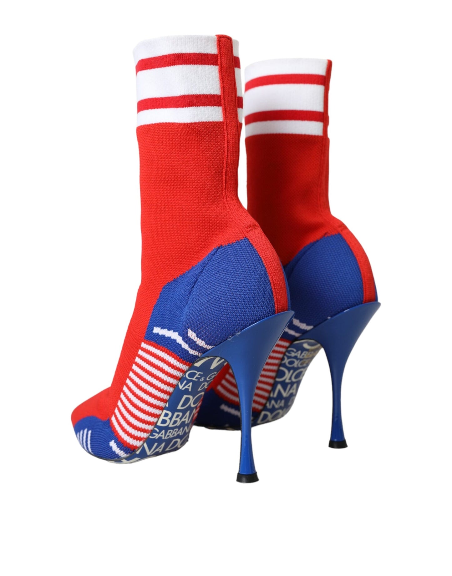 Dolce & Gabbana Red Blue Stretch Sock Style Ankle Boots Logo Shoes Dolce & Gabbana