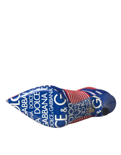 Dolce & Gabbana Red Blue Stretch Sock Style Ankle Boots Logo Shoes Dolce & Gabbana