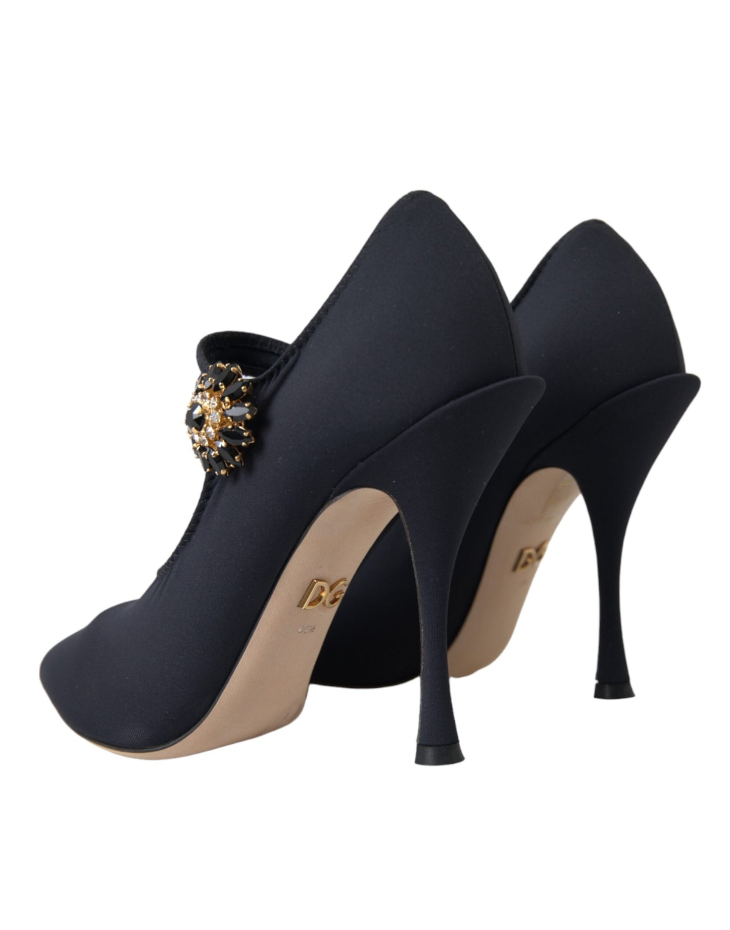 Dolce & Gabbana Black Mary Jane Jersey Crystal Pumps Shoes Dolce & Gabbana