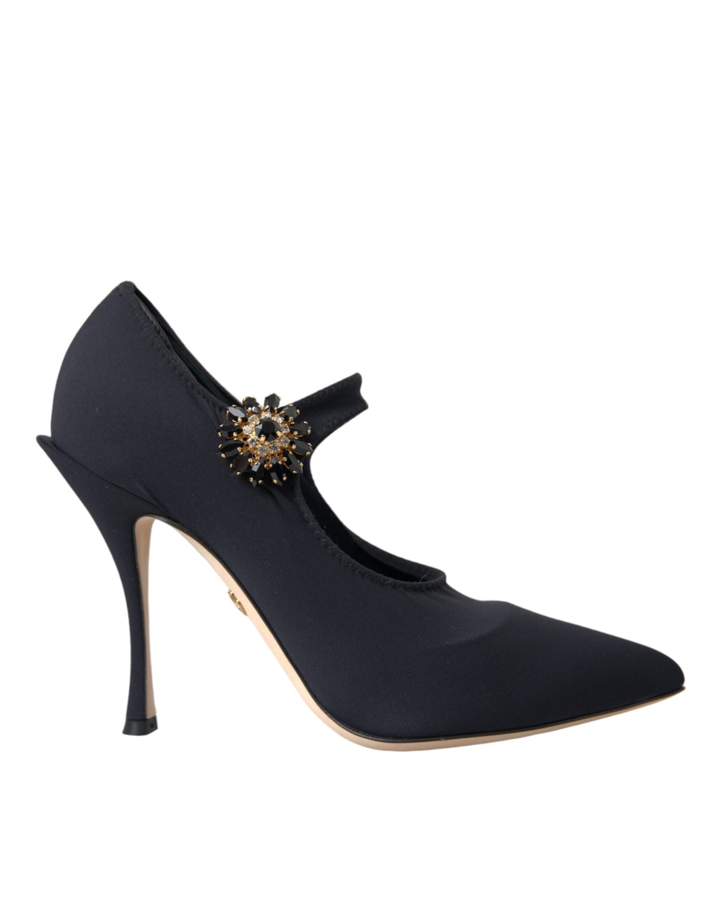 Dolce & Gabbana Black Mary Jane Jersey Crystal Pumps Shoes Dolce & Gabbana