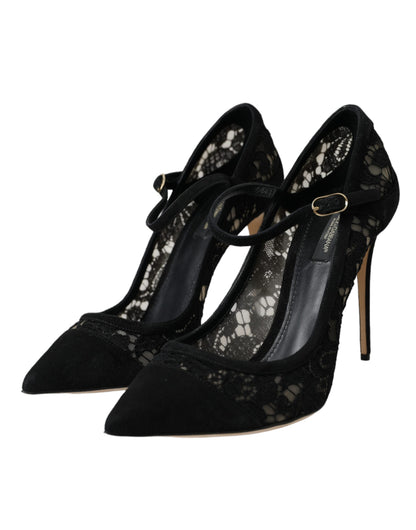 Dolce & Gabbana Black Taormina Lace Mary Janes Pumps Shoes Dolce & Gabbana