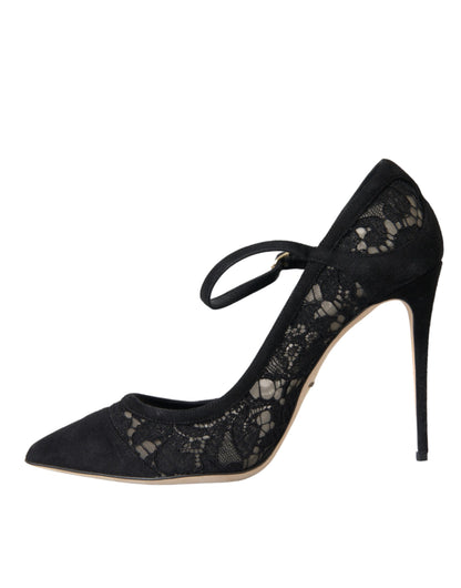 Dolce & Gabbana Black Taormina Lace Mary Janes Pumps Shoes Dolce & Gabbana