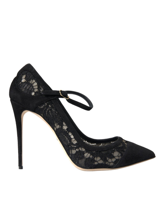 Dolce & Gabbana Black Taormina Lace Mary Janes Pumps Shoes Dolce & Gabbana