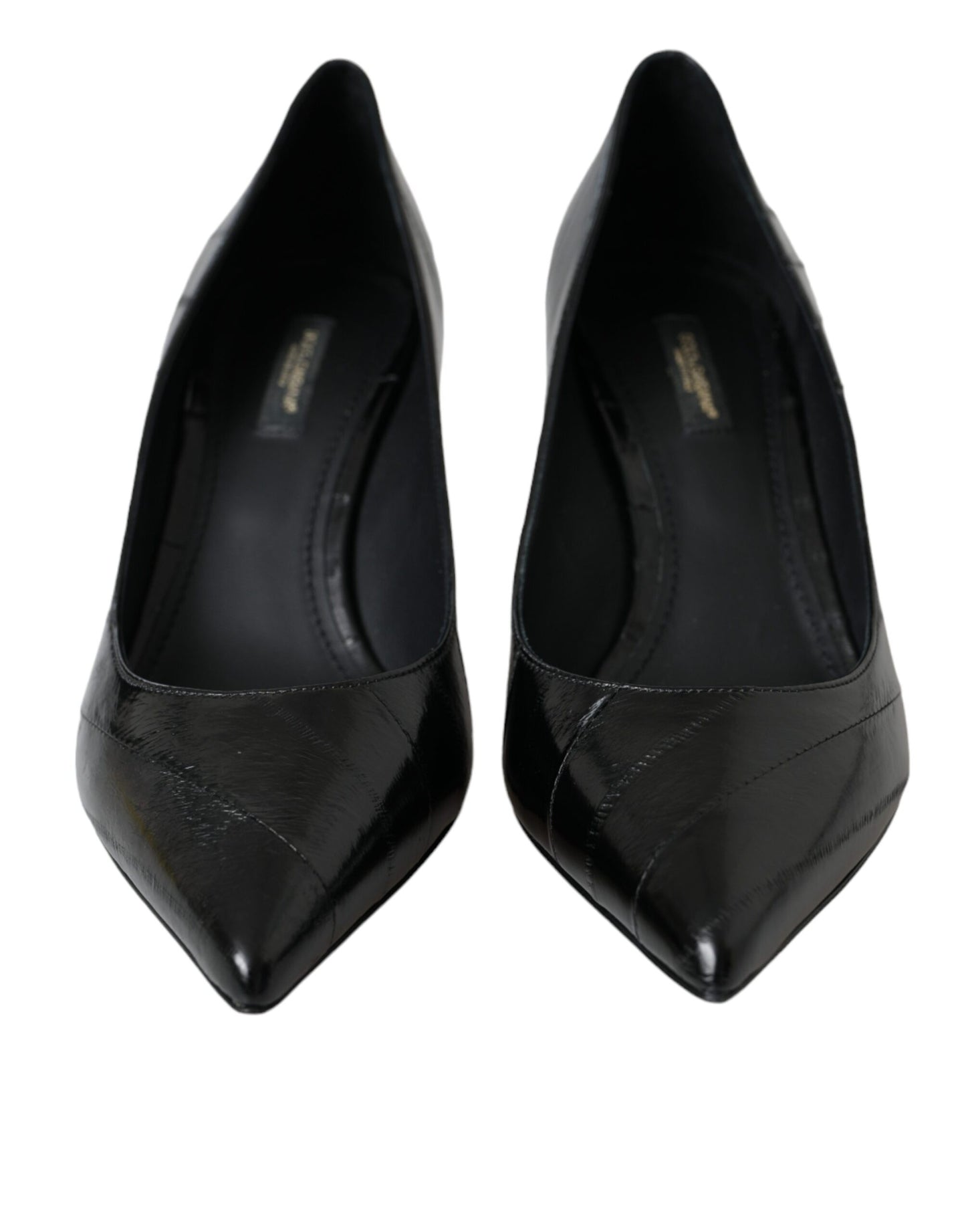 Dolce & Gabbana Black Eel Leather Kitten Heels Pumps Shoes Dolce & Gabbana