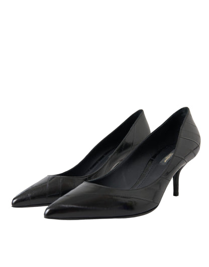 Dolce & Gabbana Black Eel Leather Kitten Heels Pumps Shoes Dolce & Gabbana