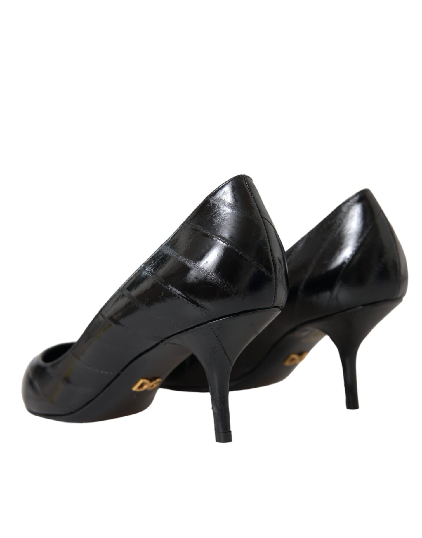 Dolce & Gabbana Black Eel Leather Kitten Heels Pumps Shoes Dolce & Gabbana