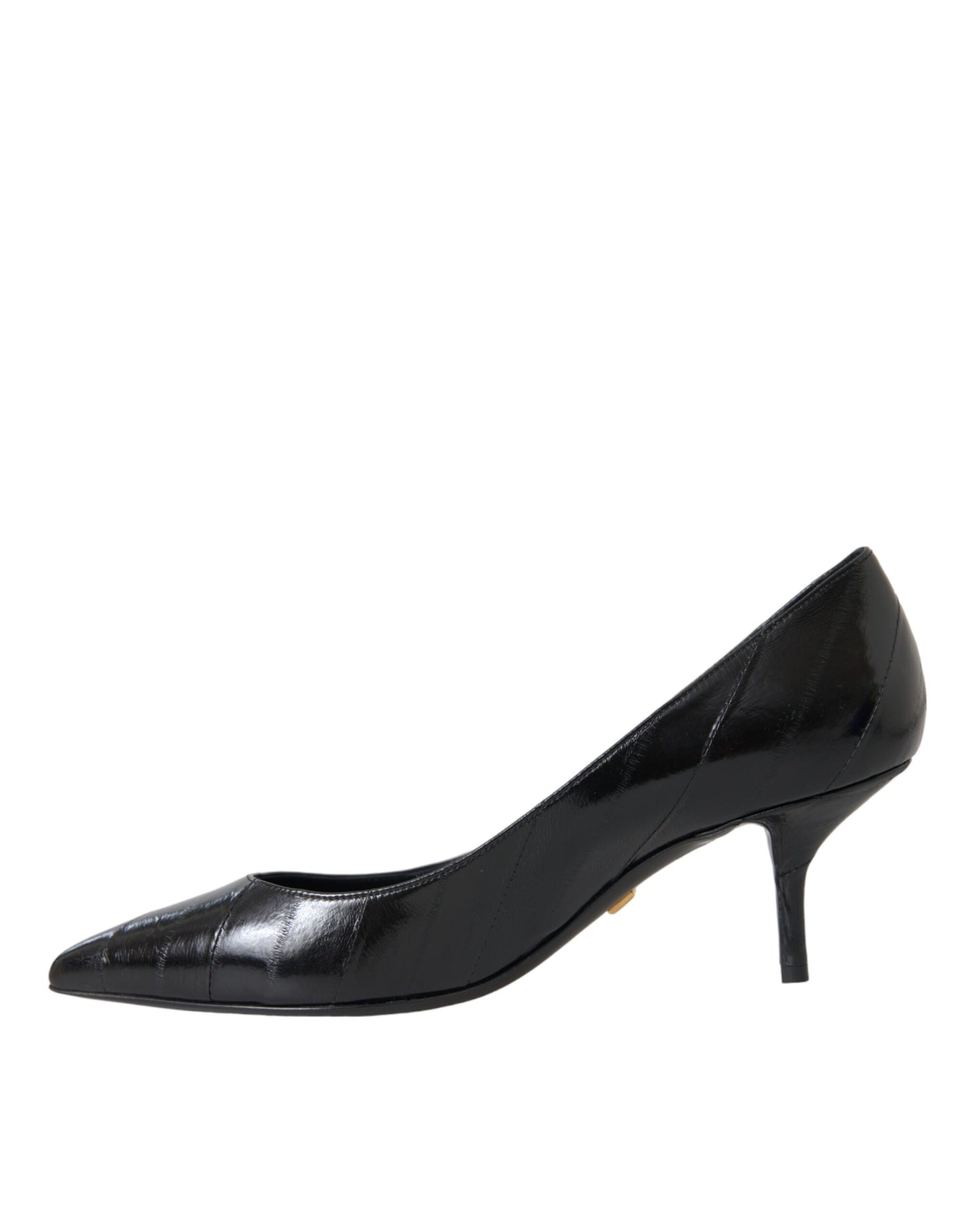 Dolce & Gabbana Black Eel Leather Kitten Heels Pumps Shoes Dolce & Gabbana