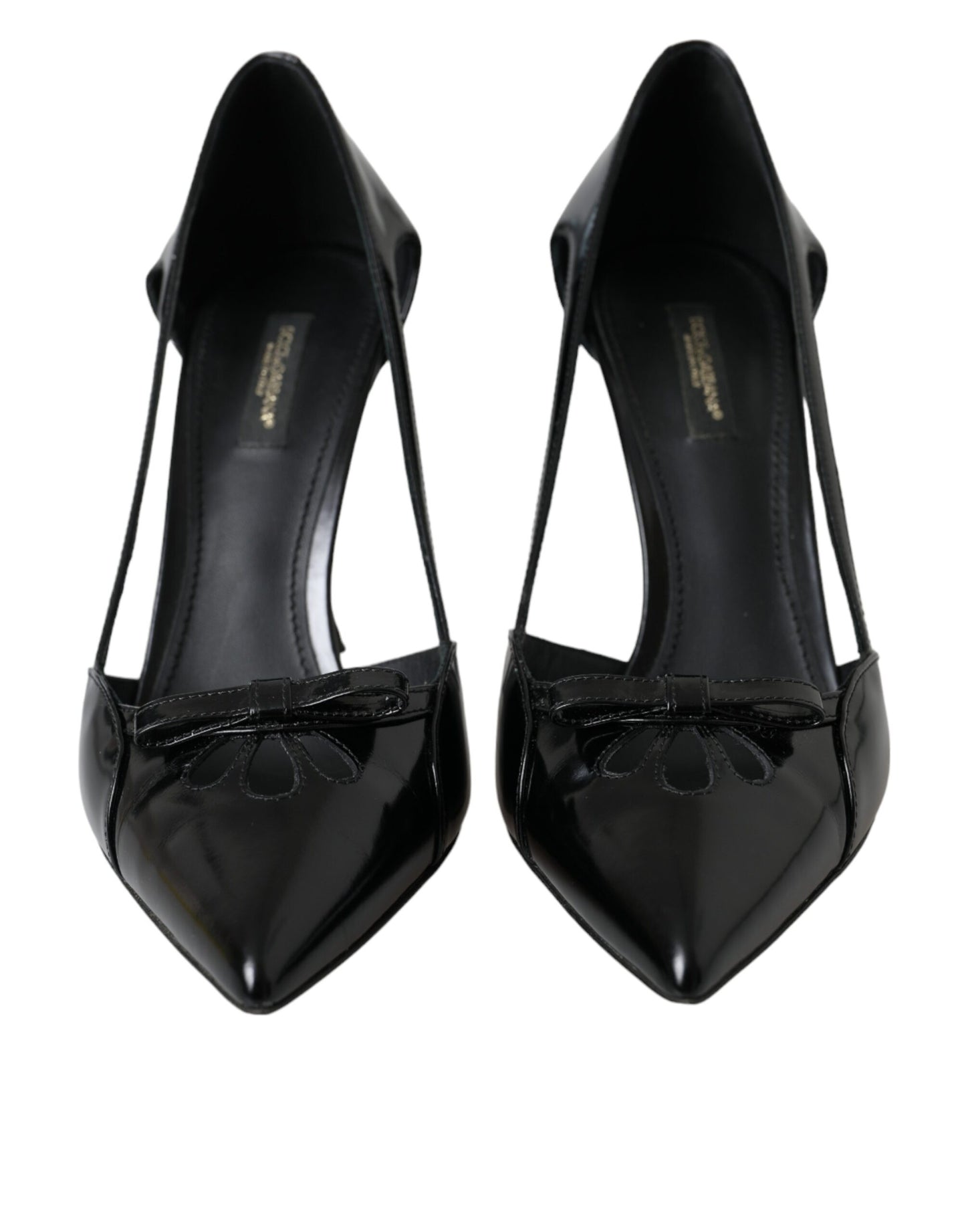 Dolce & Gabbana Black Calf Leather Pointed Heels Pumps Shoes Dolce & Gabbana