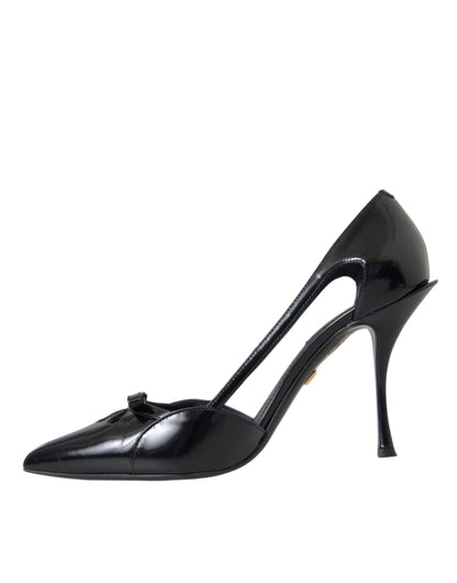 Dolce & Gabbana Black Calf Leather Pointed Heels Pumps Shoes Dolce & Gabbana