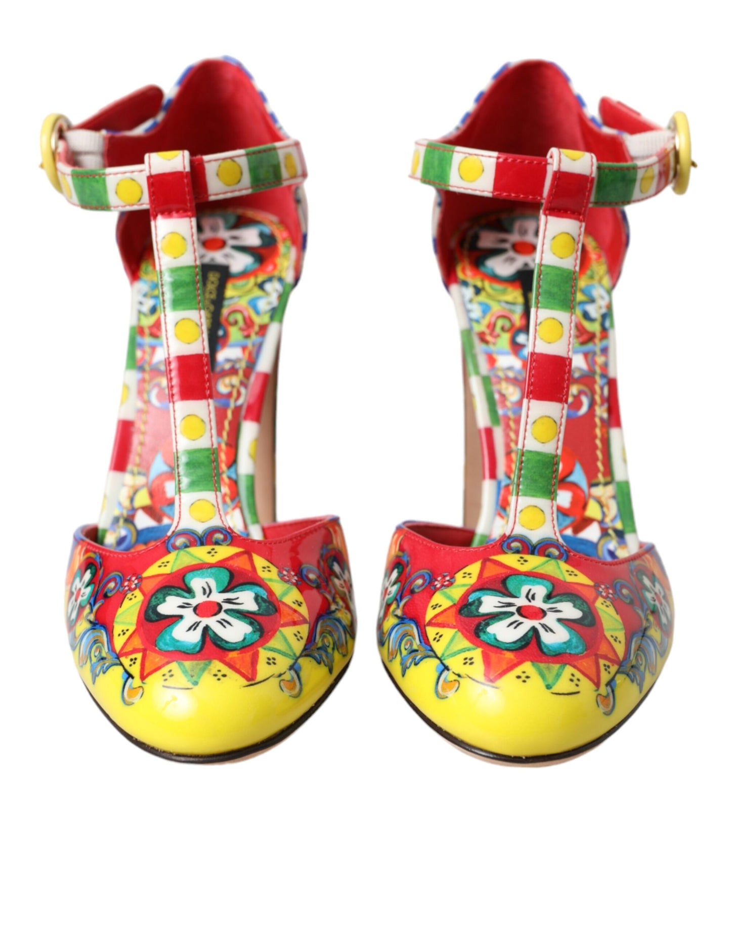 Dolce & Gabbana Multicolor Carretto T-strap Sandals Shoes Dolce & Gabbana