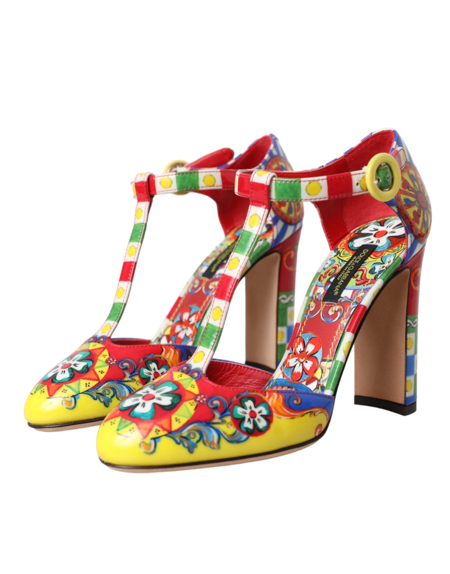 Dolce & Gabbana Multicolor Carretto T-strap Sandals Shoes Dolce & Gabbana