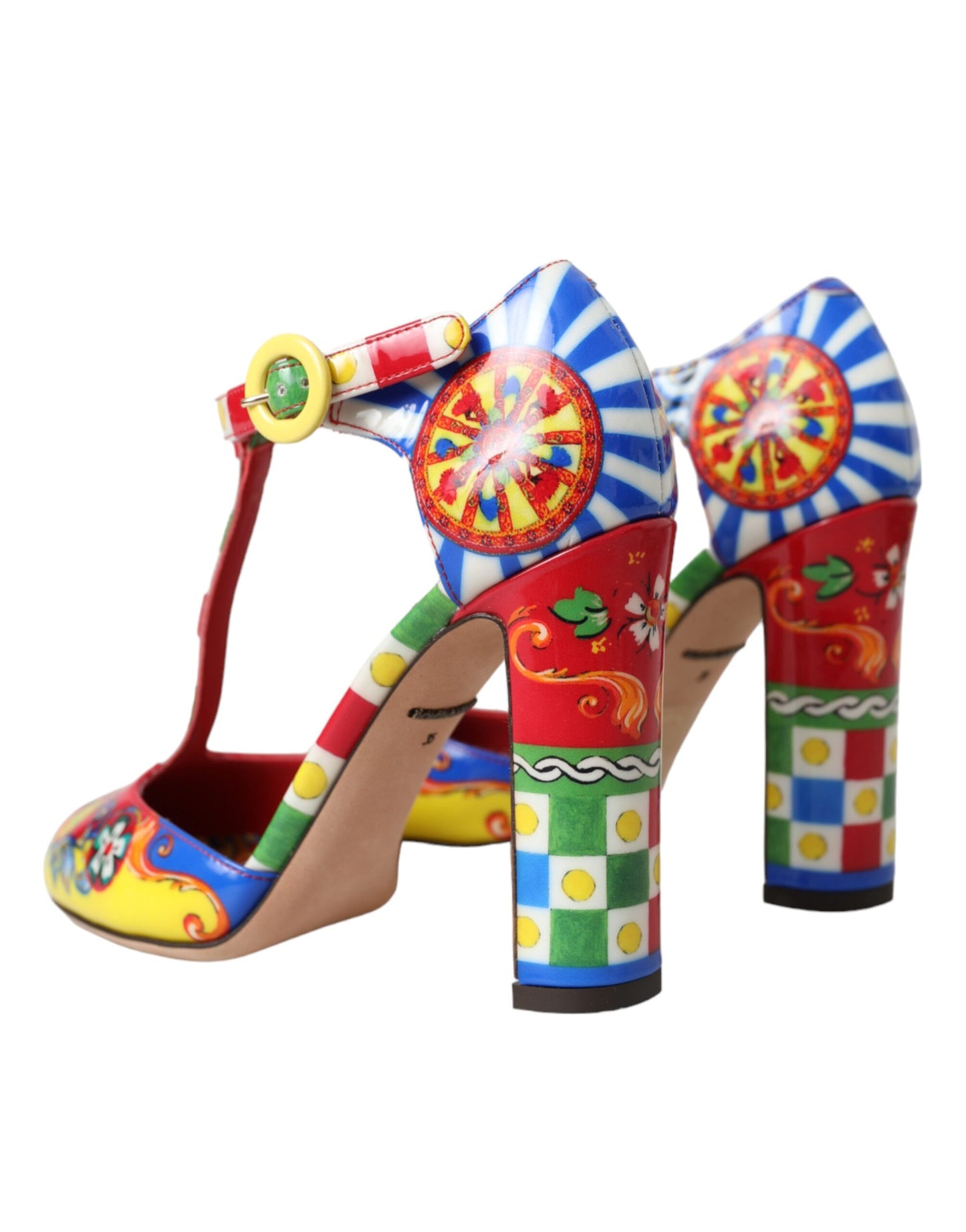 Dolce & Gabbana Multicolor Carretto T-strap Sandals Shoes Dolce & Gabbana