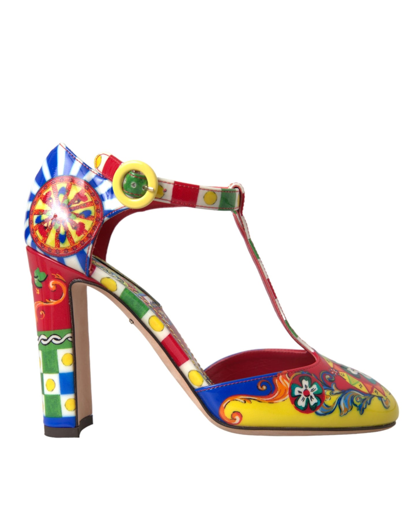 Dolce & Gabbana Multicolor Carretto T-strap Sandals Shoes Dolce & Gabbana