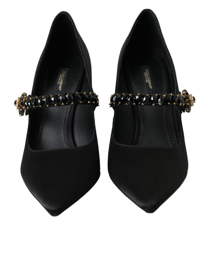 Dolce & Gabbana Black Mary Jane Crystal Heels Pumps Shoes Dolce & Gabbana