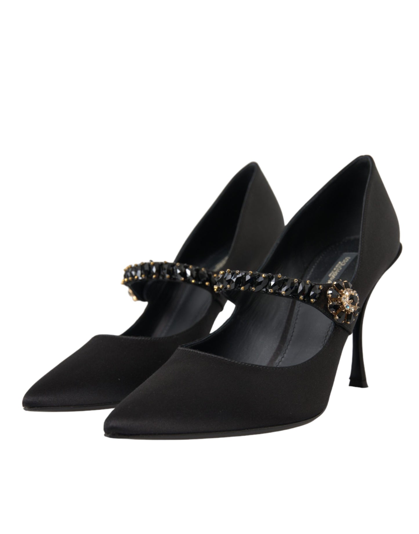 Dolce & Gabbana Black Mary Jane Crystal Heels Pumps Shoes Dolce & Gabbana