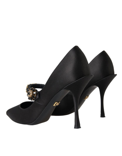 Dolce & Gabbana Black Mary Jane Crystal Heels Pumps Shoes Dolce & Gabbana