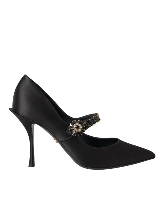 Dolce & Gabbana Black Mary Jane Crystal Heels Pumps Shoes Dolce & Gabbana