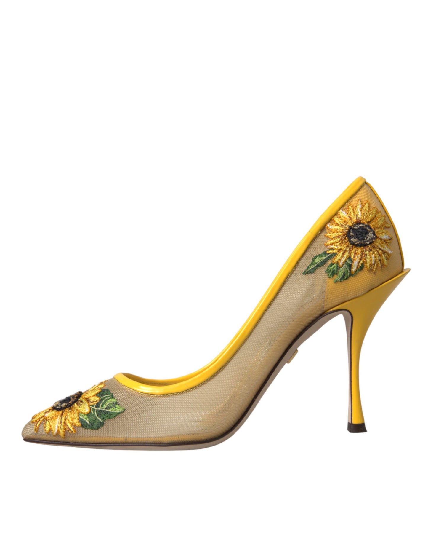 Dolce & Gabbana Yellow Sunflower Mesh Heels Pumps Shoes Dolce & Gabbana