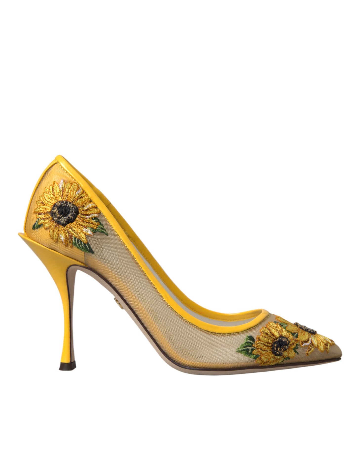 Dolce & Gabbana Yellow Sunflower Mesh Heels Pumps Shoes Dolce & Gabbana