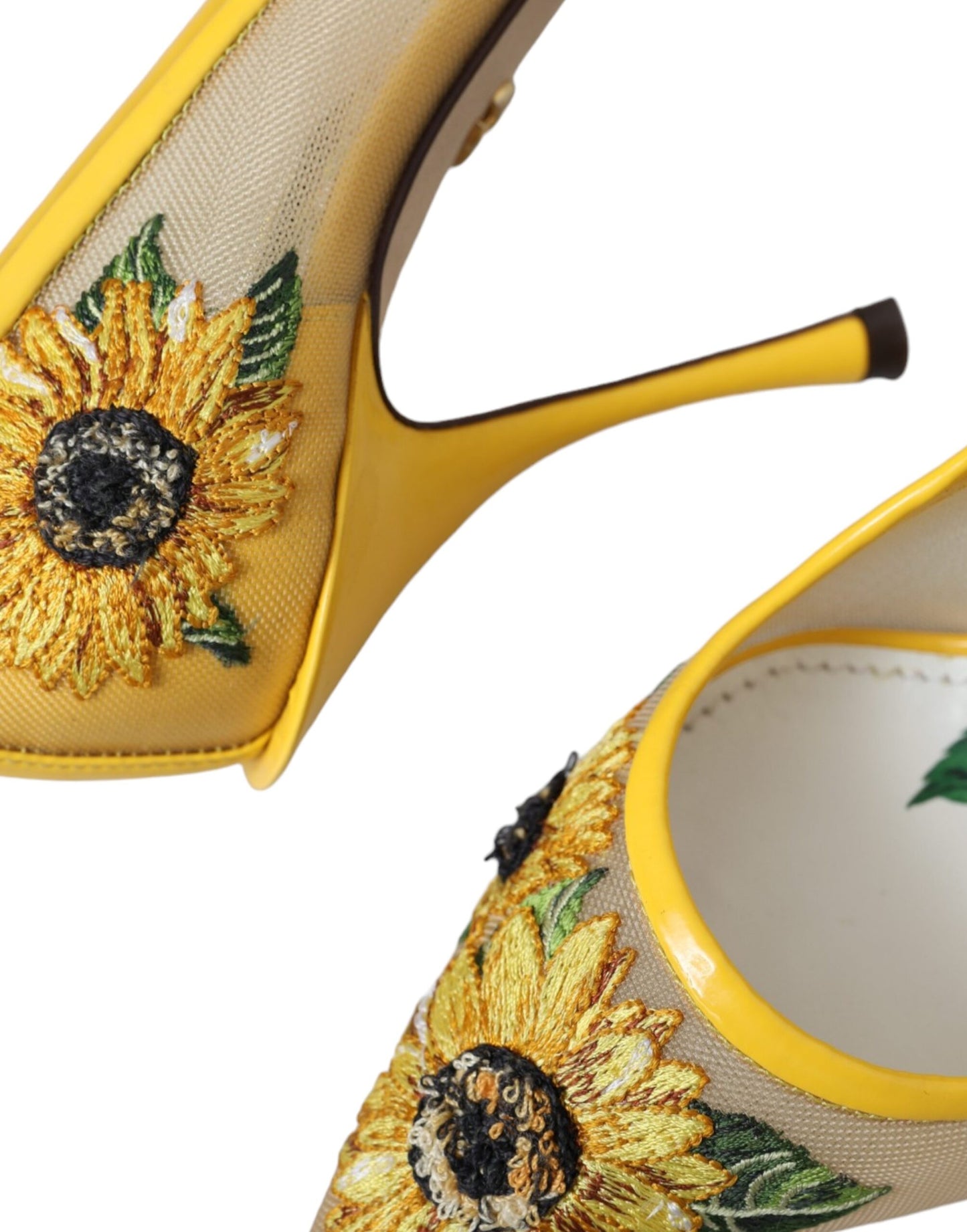 Dolce & Gabbana Yellow Sunflower Mesh Heels Pumps Shoes Dolce & Gabbana