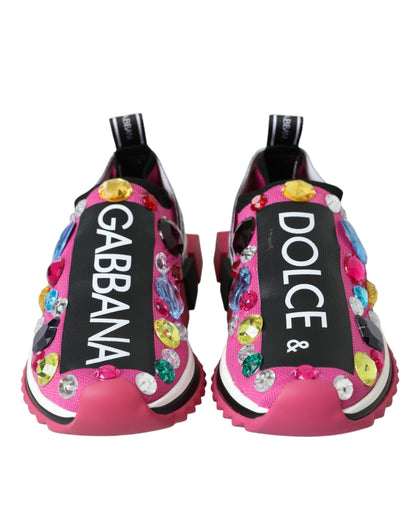 Dolce & Gabbana Pink Sorrento Crystals Sneakers Shoes Dolce & Gabbana