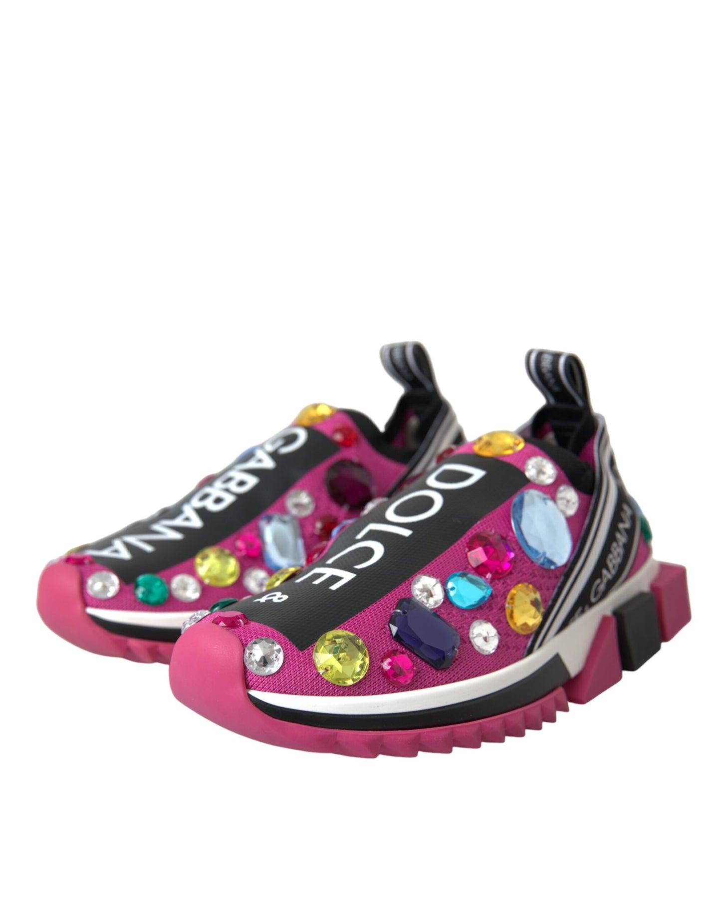 Dolce & Gabbana Pink Sorrento Crystals Sneakers Shoes Dolce & Gabbana