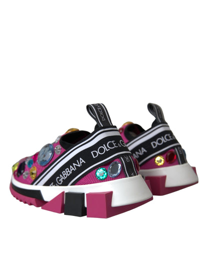 Dolce & Gabbana Pink Sorrento Crystals Sneakers Shoes Dolce & Gabbana