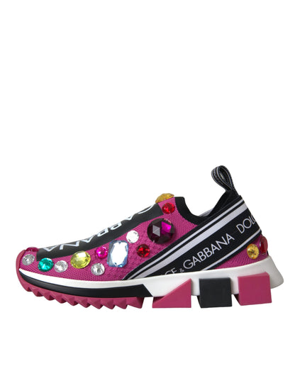 Dolce & Gabbana Pink Sorrento Crystals Sneakers Shoes Dolce & Gabbana