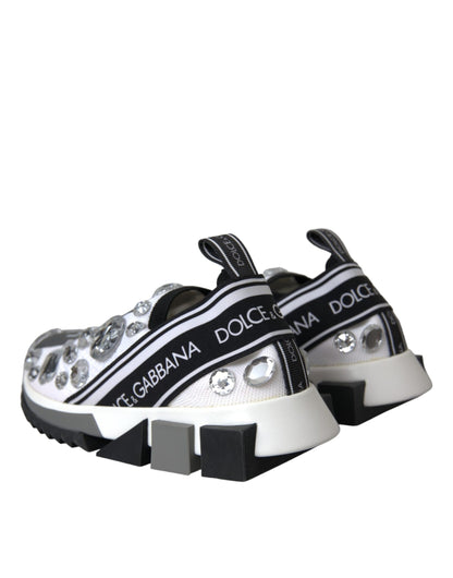 Dolce & Gabbana White Sorrento Crystals Sneakers Shoes Dolce & Gabbana