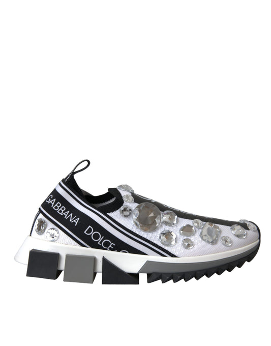 Dolce & Gabbana White Sorrento Crystals Sneakers Shoes Dolce & Gabbana